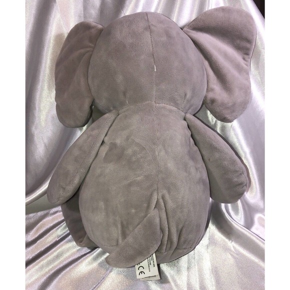 Kelly Toy Plush Elephant Rattle Gray Ribbed Velour Embroidered Eyes 20" - Picture 2 of 6